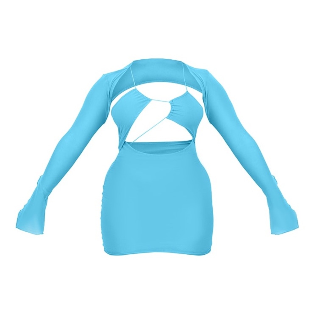 PLT Stylish Aqua Blue Cutout Dress
